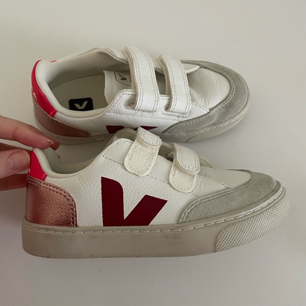 Veja Kids White and Red Sneakers